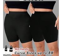 2 pièces/set Leggings décontracté de grande taille, couleur unie. Idéal pour l'été, les vacances à la campagne, à la plage, tenue de plage 5XL,6XL,7XL,8XLTissu tricoté