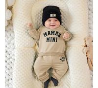 2 pièces/Set Nouveau-né Bébé Garçon/Fille Pull à encolure ronde épaules ouvertes et pantalon de survêtement, adapté pour le printemps, l'automne et l'hiver 6-9M,0-1M,1-3M,3-6MAnimal,Blocs de couleur,L