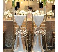 2 pièces/Set Nouvelle décoration de dossier de chaise de mariage Monsieur et Madame en bois avec 2 cordes incluses Taille Uniquebois