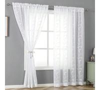 2 pièces/Set Rideaux brodés fleuris et feuillages, convient pour le salon, la chambre à coucher, le balcon, l'hôtel, le bureau, le café, la zone d'attente. Avec passants pour tringles pour les feuille
