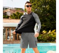 2 pièces / Set Short de bain hawaïen pour hommes avec manches raglan de couleur contrastée L,M,S,XL,XXLÉtoffe