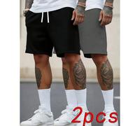2 pièces/set Short décontracté ample pour hommes avec taille élastique et cordon de serrage, short de plage respirant pour l'été, convient comme cadeau pour le petit ami ou la fête des pères L,M,S,XL,