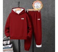 2 pièces/Set Super Bon Plan Achetez-en 1 Obtenez-en 1 Ensemble sweat-shirt à capuche Ample et Pantalon de Survêtement en Polaire Épais pour Préadolescents, Convient pour Halloween, Noël, Décontracté, 