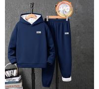 2 pièces/Set Super Bon Plan Achetez-en 1 Obtenez-en 1 Sweat à capuche ample en polaire épaisse et pantalon de survêtement pour garçons/enfants prétween, convient pour Halloween, Noël, les déplacements