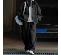 2 pièces/set sweat-shirt à capuche zippé unicolore et pantalon long pour femmes, style minimaliste L,M,S,XSUnicolorePolyester,Tissu tricoté