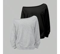 2 pièces/set Sweat-shirt-shirt asymétrique col plus grande taille, coupe ample, printemps/automne, remise des diplômes, rentrée scolaire, pour femmes, sweat-shirt d'automne hiver 0XL,1XL,2XL,3XL,4XLUn