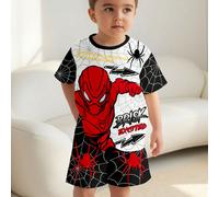 2 pièces/set T-shirt à col rond à manches courtes et short pour jeune garçon, imprimé toile d'araignée et héros, adapté pour l'été 6Y,7Y,4Y,5YCartoon,graphique,LettresÉtoffe