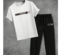 2 pièces/Set T-shirt à manches courtes ample avec graphique anglais de l'arbre de l'espoir créatif et pantalon long à cordon de serrage pour hommes. Convient pour la rue, l'extérieur et le port quotid