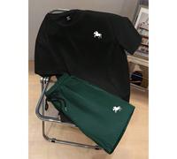 2 pièces/Set T-shirt à manches courtes avec imprimé silhouette de chevalier décontracté et short tissé pour hommes, design d'épaule ajusté, convient comme cadeau pour le petit ami L,M,S,XL,XS,XXL,XXS,