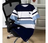 2 pièces/Set T-shirt col rond design patchwork blocs de couleurs décontracté pour garçons, confortable et à la mode pour les trajets quotidiens, l'école et les sports 8Y,9Y,10Y,11Y,12YRayéPolyester