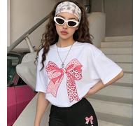 2 pièces/Set Tenue avec imprimé léopard et nœud pour filles - T-shirt ample et short de vélo, style streetwear Y2K pour l'été, le skateboard, traîner avec des amis 6Y,7Y,8Y,9Y,10Y,4Y,5Y,14Y,11Y,12Y,13