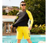 2 pièces/Set Top à manches longues et short pour homme, tenue décontracté pour tous les jours, style hawaïen, vacances L,M,S,XL,XXLBlocs de couleur,Tout ImpriméÉtoffe