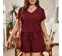 2 pièces/Set Top décontracté avec décoration de boutons et short à taille élastique, tenue polyvalente grande taille pour l'extérieur et les déplacements. Tenues d'été pour femmes pour la Saint-Patric