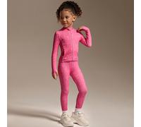 2 pièces/Set Veste et leggings d'activité imprimé léopard fuchsia pour jeunes filles, tissu confortable à haute élasticité, coupe slim, convient pour la course, le fitness, le tennis, le badminton 6Y,