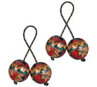 2 Pièces Shaker Aslatua en Bois à Double Boules Peint à Main | Motifs Ethniques Vibrants, Prise en Main Facile, Rythme Stable, pour Cours de Musique et Groupes Style Aléatoire