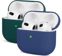 2 Pieces Silicone Case Compatible with Airpods 3, Protective Cover for AirPods 3rd Generation 2021, Ultra-Thin, Soft Protective Case for Airpods 3, Dark Blue/Dark Green