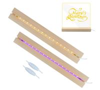 2 Pièces Socle Lumineux LED, Base D'affichage LED en Bois, Base de Présentation Rectangulaire avec USB, Luminosité Réglable, pour Acrylique, Cristal, Verre, Résine, 300 * 45 * 30mm (Sept Couleurs)
