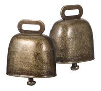 2 Pièces Sonnette D'appel à Vache avec Poignée, Métal | Cloche à Main Carrée, Volume Fort, Facile à Transporter, pour Garçon et Filles, Classes et Mariages