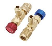 2 pièces Soupape de sécurité de remplissage du froid Raccord rapide, Adaptateur de climatisation pour R410A R22, Construction cuivre, pour la réfrigération et les chargeurs de climatisation