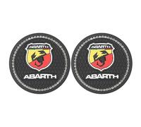 2 Pièces sous Verres Voiture Universel,Gel silice Anti Poussière Antidérapant Caboteur,pour Abarth 500 595 695,Logo Voiture Porte Gobelet