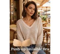 2 pièces Soutien-gorge adhésif en forme d'aile, coussinets de poitrine invisibles anti-affaissement, convient pour robe de mariée et robe de soirée A,B,C,DUnicolorePolyamide