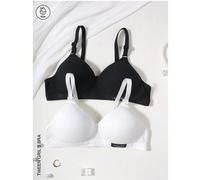 2 pièces Soutien-gorge sans fil à triangle doux et côtelé de couleur unie pour jeunes filles, sous-vêtements pour filles en développement, convient pour les 13-16 ans 14Y,13Y,16Y,15YLettresÉtoffe