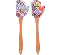 2 Pièces Spatule à Beurre avec Manche en Bois en Silicone | Racloir Souple, Contrôle Précis de L’étalement, Trou Suspendre, pour Bols, Miel et Préparation la Cuisine