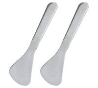 2 Pièces Spatule à Crème pour Yeux en Acier Inoxydable Argentée | Surface Lisse Lavable, Toucher Frais pour Usage Salon Beauté, Voyage, Soin Visage et Application Hygiénique