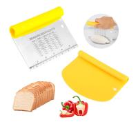 2 Pièces Spatule À Pâte - Grattoir à Pâte en Inox - Corne Patisserie en Plastique avec Échelle - Coupe Pâte - Lisseur Gâteau Patisserie - Racloir de Bol - Outils de Cuisine pour Gâteaux, Pizza, Pain