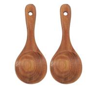 2 Pièces Spatule à Riz en Bois de Teck sans Vernis pour Cuiseur | Surface Lisse, Grain Authentique, Prise Ergonomique Confortable, Adaptée aux Revêtements Antiadhésifs Service Alimentaire