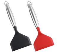 2 Pièces Spatule Cuisine, Poignée Ergonomique | Bord Large, Surface Lisse sans Bavure, Design Antiadhésif, pour Steak et Œufs au Plat, Noir Rouge