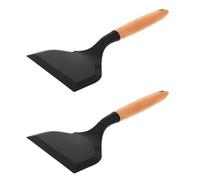 2 Pièces Spatule Large en Silicone avec Poignée Ergonomique Noire | Contrôle Précis, Usage Maison ou Restaurant, Protège les Poêles des Rayures