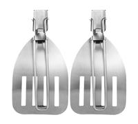 2 Pièces Spatule Pliante en Acier Inoxydable, Steak, Camping | Pelle Mini Perforée, Poignée Repliable, Bords Polis, Usage Extérieur, Service et Transfert D’aliments