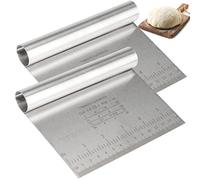 2 Pièces Spatule Raclette Grattoir,Coupe Pate Boulangerie,Corne patisserie Acier Inoxydable avec échelle de Mesure, Ustensiles de Inox Pâtisserie Spatule pour Cuisine