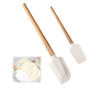 2 Pièces Spatule Silicone Cuisine, Spatule Patisserie Silicone avec Manche en Bois, Résistante à la Chaleur et Antiadhésive Spatule Nutella, Convient pour Pâte, Pâtisserie, Mélange de Confiture
