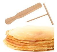2 Pièces Spatules Crêpes Bois, Épandeur Poussoir Crêpe Râteau, Ensemble Retourneur de Crêpes et Etaleur de Pâte, Outil d'épandage de Étaler Crêpes en Forme de T, Repartiteur de Crêpes Pancake Spatule