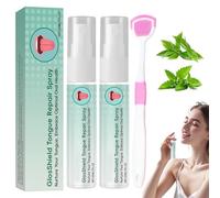 2 Pièces Spray Réparation Langue, Spray Soins Bucco-Dentaires, Pour Une Bonne Hygiène Buccale Et Une Haleine Fraîche, Pour La Langue Blanche Et La Bouche Sèche, avec Brosse (30 Ml)