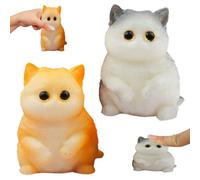 2 Pièces Squishy Chat Anti-Stress Doux Sensoriel - Jouets Mignons Kawaii à Texture Ultra-Souple Fidget Toys pour Enfants et Adultes Noël/Anniversaire Orange Gris
