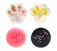2 Pièces Squishy Patte de Chat Fruit + 2 Pièces Squishy Anti Stress, Chat Jouet Anti Stress, Biscuit Stress Relief Toy, Patte de Chat à Presser, Biscuit Jouet Anti-Stress, Fidget Toys pour Relaxant