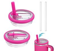 2 Pièces Stanley Étanche, Couvercle Sécurisé avec Paille, Remplacement pour Gobelet Stanley 40 oz, Rouge Rose