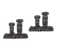 2 Pièces Statue Moai en Résine pour Aquarium, Décor Noir Minimaliste | Figurine Autoportante, Détails Réalistes et Forme Île de Pâques, pour Bacs, Bureaux et Studios de Yoga