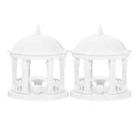 2 pièces Statue Pavillon Miniature Blanche en ABS, Décor Jardin vintage | Format 1: 75, Intégration Facile, pour Pots de Fleurs, Maisons de Poupée, Balcon