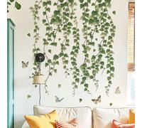 2 pièces Stickers muraux de plante verte, de vigne et de papillon, autocollants décoratifs pour le salon, l'entrée, la chambre à coucher, sticker mural amovible en PVC 30*90cm*2 pièces-13P39-B182Polyc