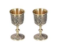 2 Pièces Style Européen Vieux Verre À Vin, Alliage Antique Ensemble Calice Coupe À Vin Blanc Cadeau en Verre Rouge Royal Collection de Verres À Vin en Métal Vintage (3.6 x 1.9 x 1.9in)