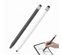 2 Pièces Stylet Universel pour Écran Tactile, Stylet Tablette Compatible avec, et Smartphone, Stylo Tactile Capacitif Haute Sensibilité en Silicone, Noir + Blanc