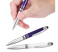 2 Pièces Stylo Bille Tactile Capacitif Lumière LED, Métal, Clip | Pointe Fine 1,0mm, Encre Standard, Mécanisme Rotatif, Usage Nuit, Carnet et Journal