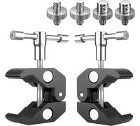 2 Pieces Super Clamp Clamp for Tripod with 1/4 and 3/8 Thread, Camera Screw Adapter, Universal CNC Clamp for Camera, Flash Lighting, Tripod, LED Lights