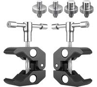 2 Pièces Super Clamp Pince pour Trépied avec Filetage 1/4 et 3/8,Adaptateur de Vis pour Appareil Photo,Pince CNC Universelle pour Appareil Photo,Eclairage Flash,Trépied,Lumières LED(Q662)