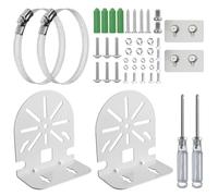 2 Pièces Support Camera Exterieur Kit, Support D'angle Camera Exterieur avec 2 Colliers de Serrage Réglables, pour Caméras Dôme, Caméras CCTV, Caméras IP (Blanc)