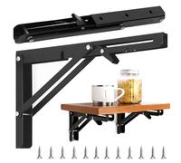 2 Pièces Support Console Pliable, 400 Mm Équerre Pliante Étagère Étagère Murale Pliante Supports d' Étagères Pliants, Noir Support Console Pour Cuisine Maison Bureau Table Mur, 100kg Porteur